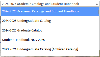 Image of drop down menu to search for a different catalog.